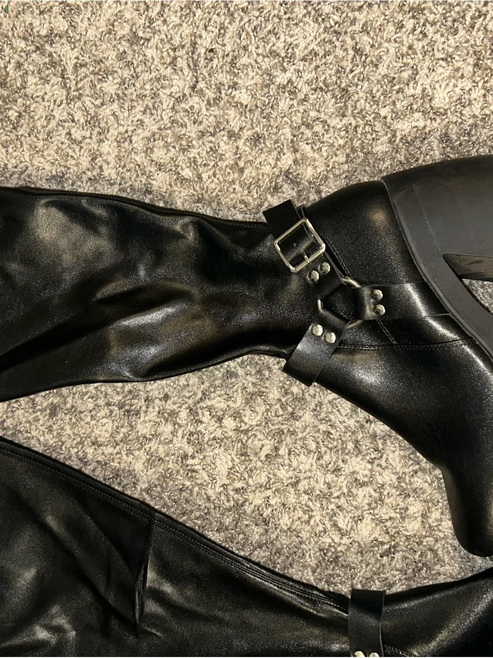 Dkny Black Platform Over-the-Knee Boots with Buckle Accent